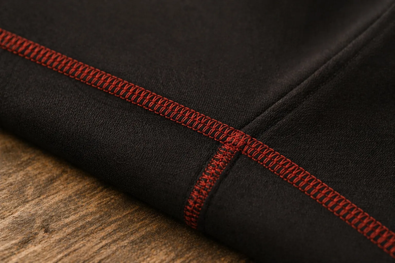 Flatlock seam stitching across two fabric panels