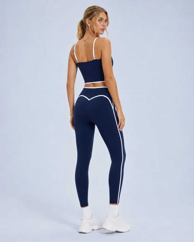 Contrast Piping Crop Top & Leggings Set gallery image 2 - YOUMEGA private label activewear