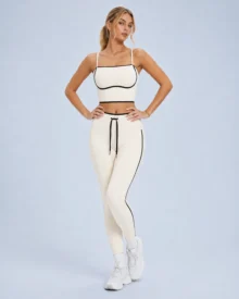 Contrast Piping Crop Top & Leggings Set gallery image 4 - YOUMEGA private label activewear