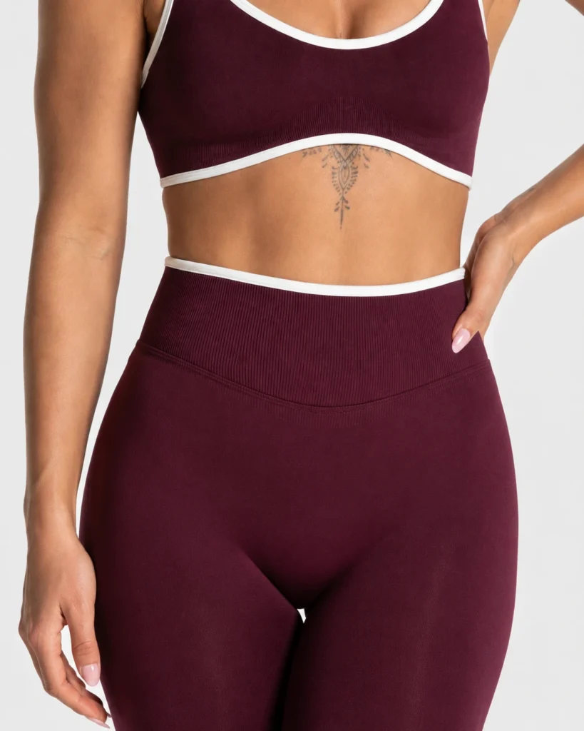 High-waist seamless waistband - contrast-trim-seamless-bra-leggings-set YOUMEGA product detail