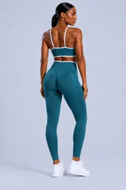 Contrast-Trim Seamless Bra & Leggings Set gallery image 2 - YOUMEGA private label activewear