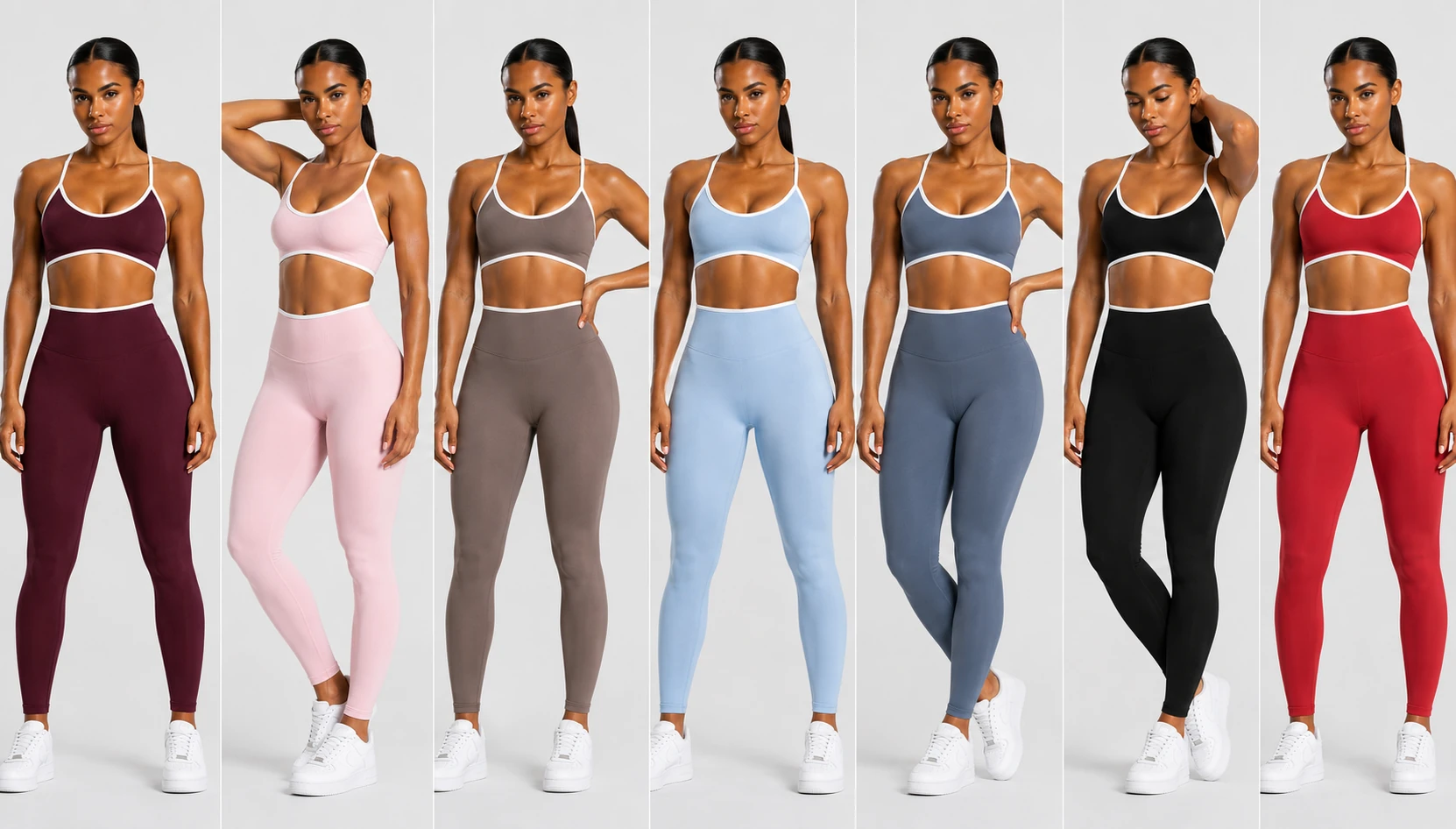 Contrast-Trim Seamless Bra & Leggings Set gallery image 6 - YOUMEGA private label activewear