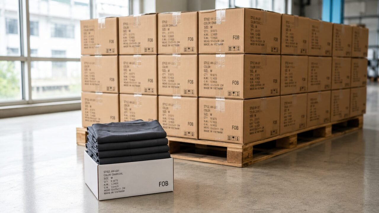 YOUMEGA factory shipping floor — from first-collection capsule to scaling activewear OEM container order