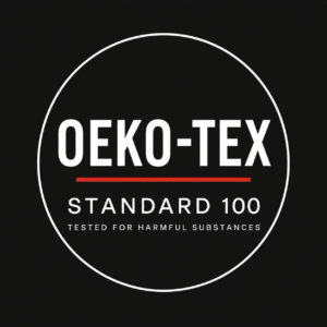 OEKO-TEX Standard 100 certification badge — fabric tested for harmful substances