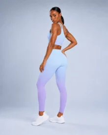 One-Shoulder Cutout Bra & Ombre Leggings Set gallery image 2 - YOUMEGA private label activewear