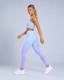 One-Shoulder Cutout Bra & Ombre Leggings Set gallery image 4 - YOUMEGA private label activewear