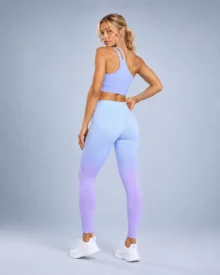 One-Shoulder Cutout Bra & Ombre Leggings Set gallery image 5 - YOUMEGA private label activewear