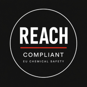 EU REACH compliance badge — azo-free dyes and SVHC controlled materials