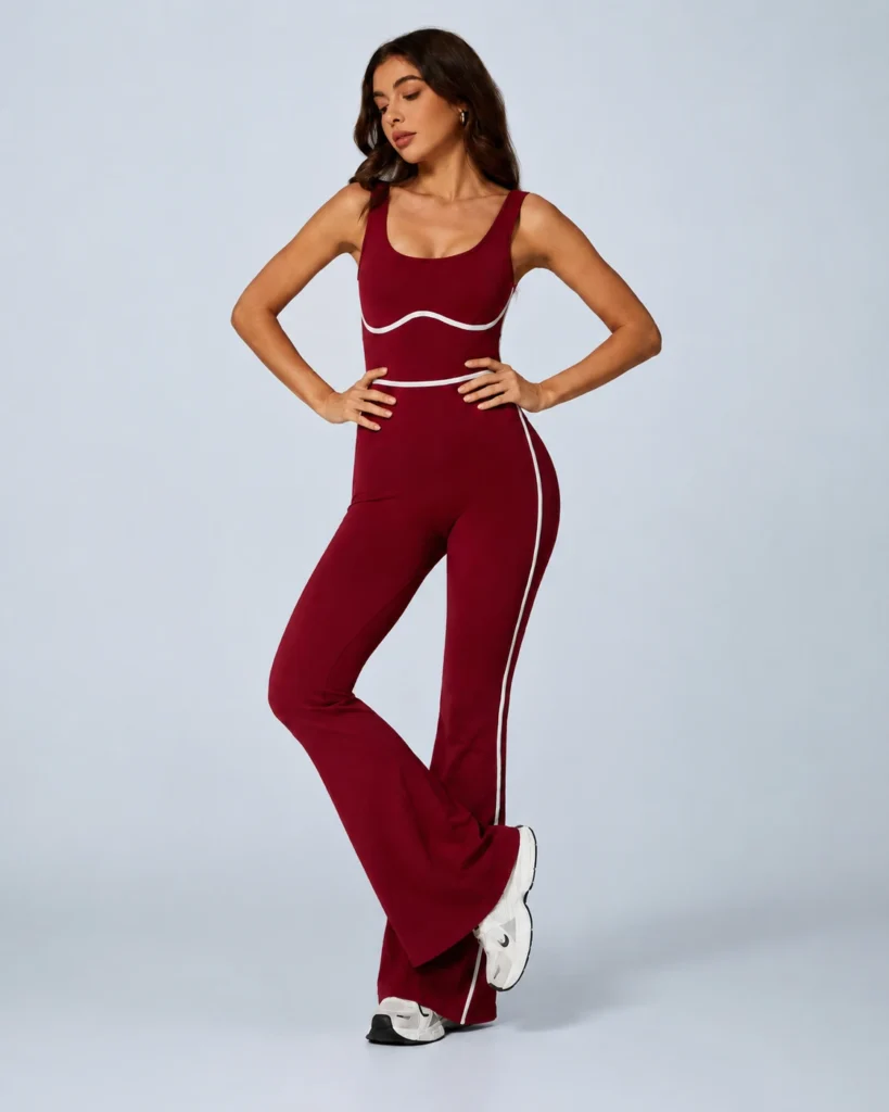 Seamless Scoop-Back Flare Jumpsuit gallery image 2 - YOUMEGA private label activewear