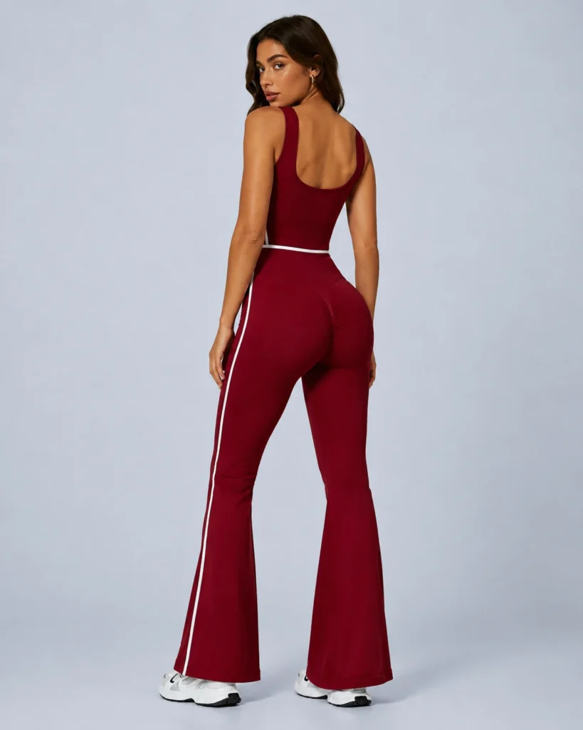 Seamless Scoop-Back Flare Jumpsuit gallery image 3 - YOUMEGA private label activewear
