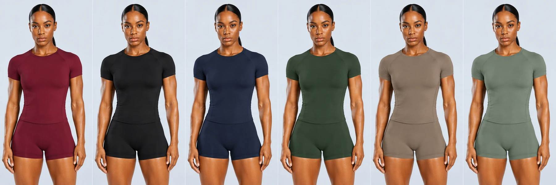 Seamless Short-Sleeve Crew-Neck Training Set gallery image 8 - YOUMEGA private label activewear