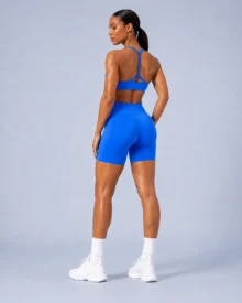 Seamless Strappy Bra & High-Waist Biker Shorts Set gallery image 2 - YOUMEGA private label activewear
