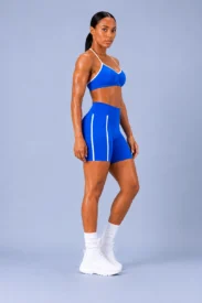 Seamless Strappy Bra & Side-Stripe Biker Shorts Set gallery image 3 - YOUMEGA private label activewear