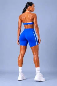Seamless Strappy Bra & Side-Stripe Biker Shorts Set gallery image 5 - YOUMEGA private label activewear