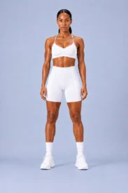 Seamless Strappy Bra & Side-Stripe Biker Shorts Set gallery image 7 - YOUMEGA private label activewear