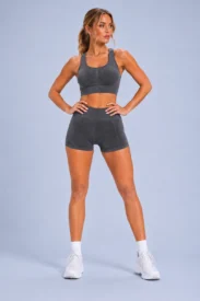 Washed Ribbed Seamless Bra & Shorts Set gallery image 1 - YOUMEGA private label activewear