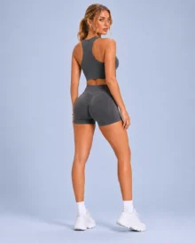 Washed Ribbed Seamless Bra & Shorts Set gallery image 2 - YOUMEGA private label activewear