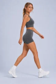Washed Ribbed Seamless Bra & Shorts Set gallery image 3 - YOUMEGA private label activewear