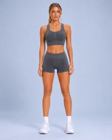 Washed Ribbed Seamless Bra & Shorts Set gallery image 4 - YOUMEGA private label activewear