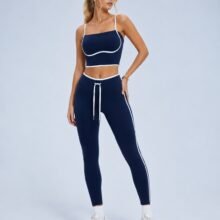 Contrast piping activewear set — alternate studio view