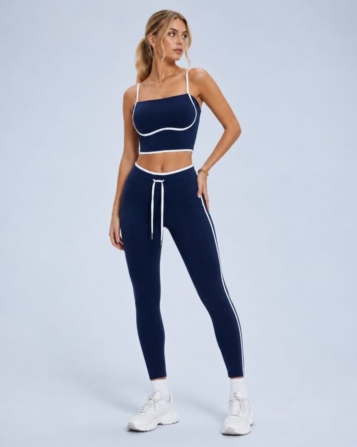 Contrast piping activewear set — alternate studio view