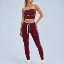 Contrast piping activewear set — alternate studio view