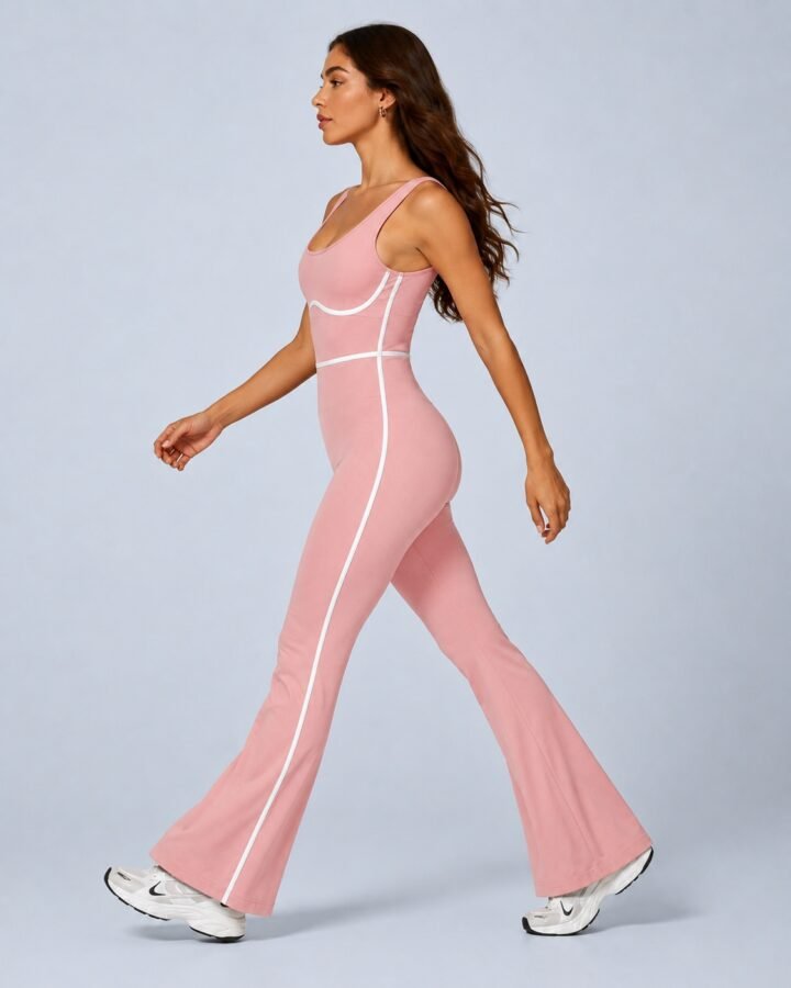 Flare jumpsuit — alternate studio view · seamless OEM activewear