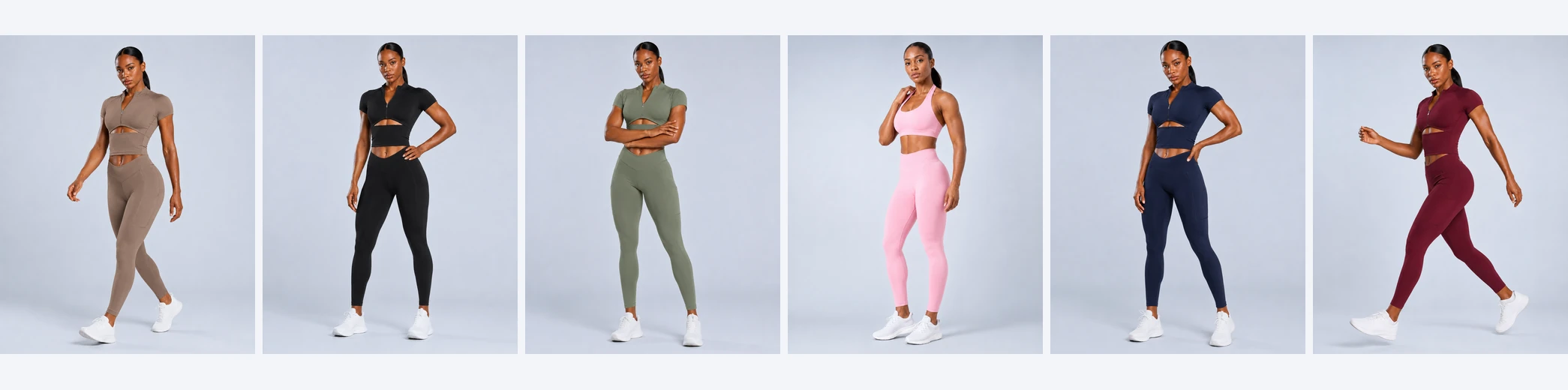 Zip-front cutout crop top and leggings set color options - private label activewear