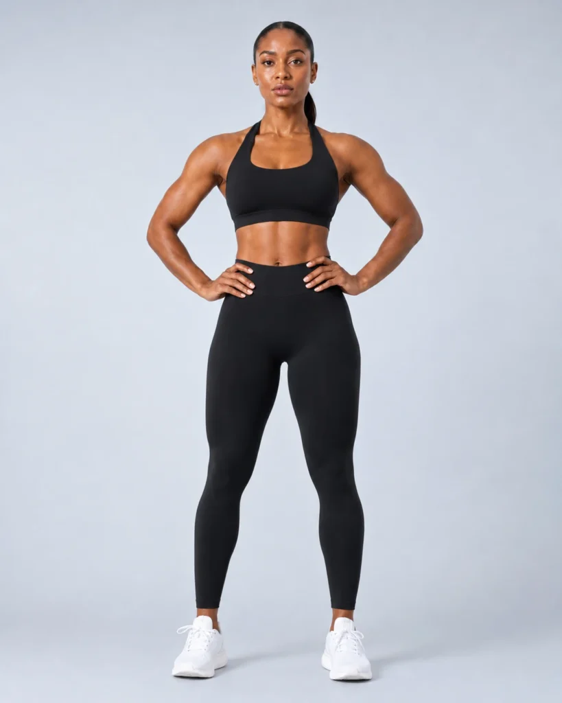 Zip-Front Cutout Crop Top & V-Waist Pocket Leggings Set gallery image 2 - YOUMEGA private label activewear