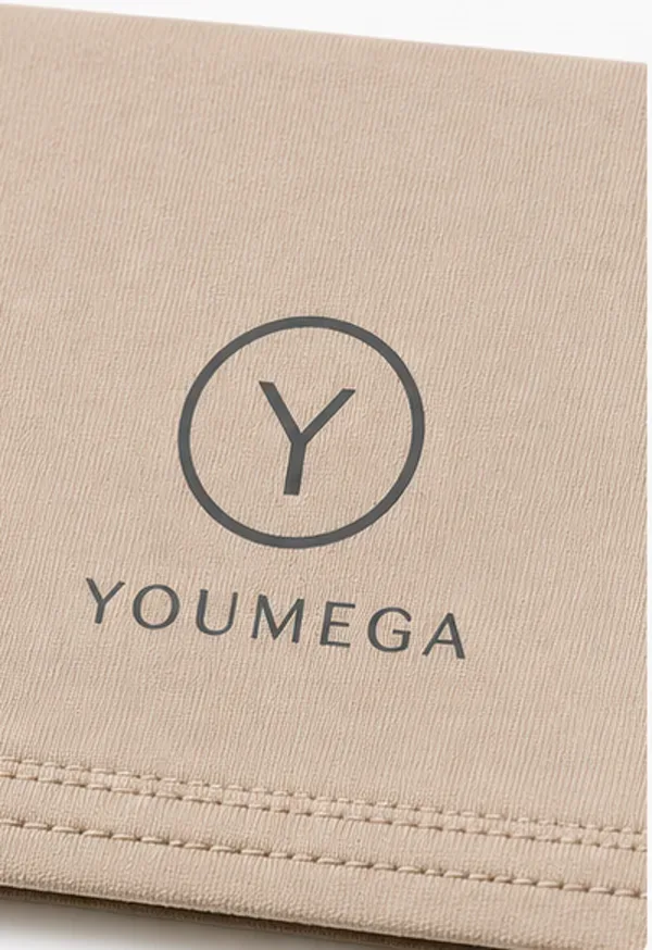 Heat-transfer YOUMEGA logo on activewear fabric