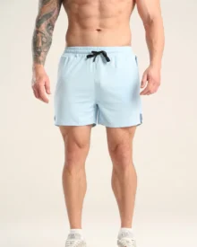 Quick Dry Zipper Pocket Sports Shorts - Blue