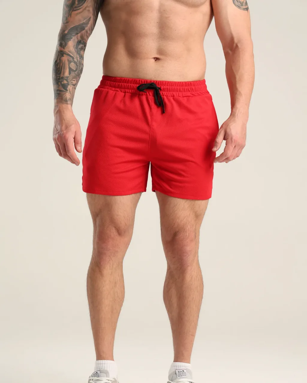 Shorts Deportivos Secado Rápido Con Bolsillo Cremallera - rojo