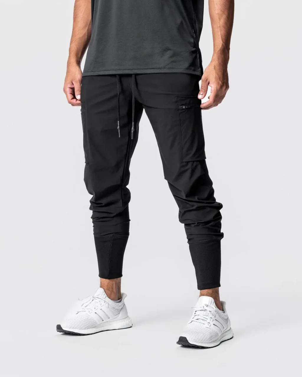 Pantalones Cargo Elásticos Con Múltiples Bolsillos - negro