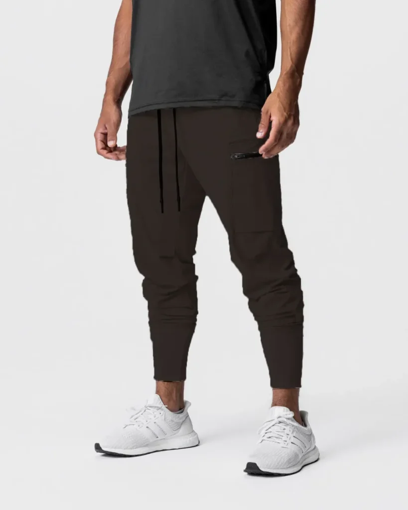 Multi-Pocket Elastic Cuff Cargo Pants - Brown