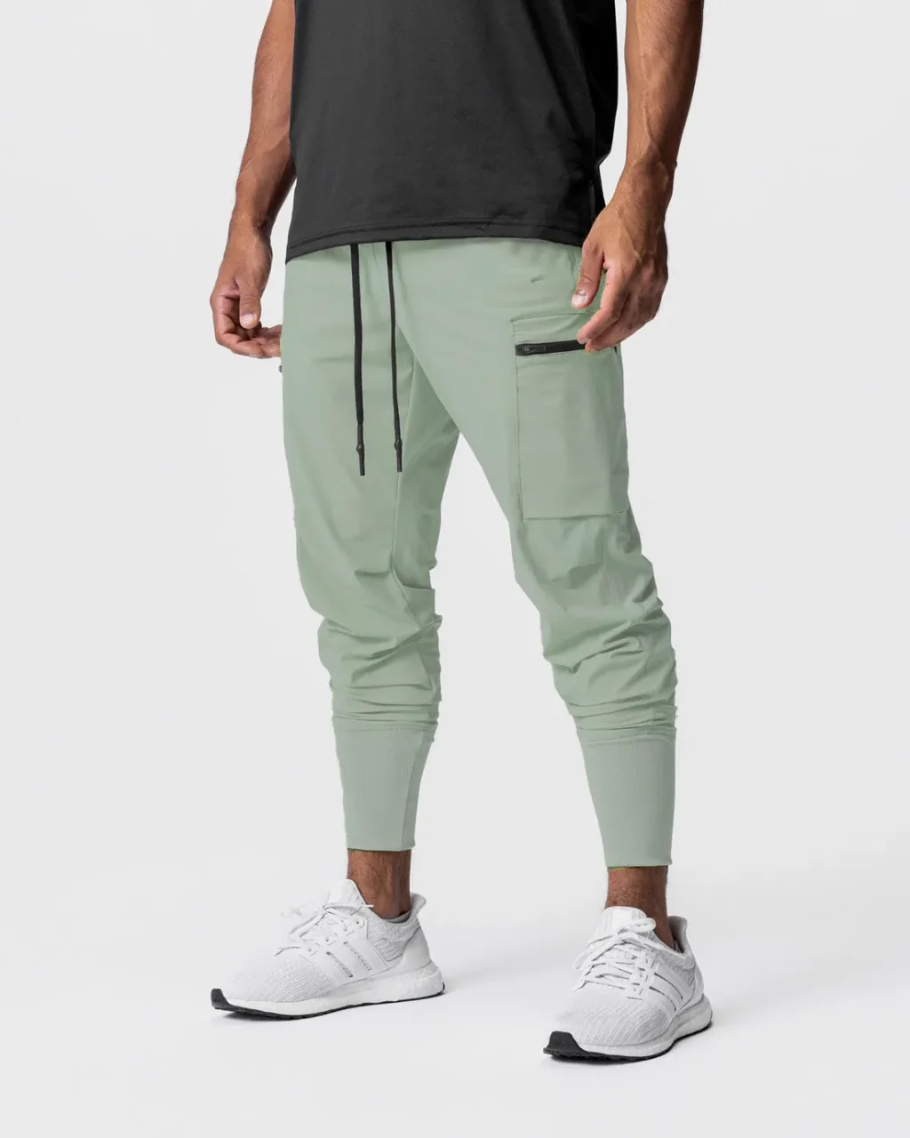 Pantalones Cargo Elásticos Con Múltiples Bolsillos - salvia