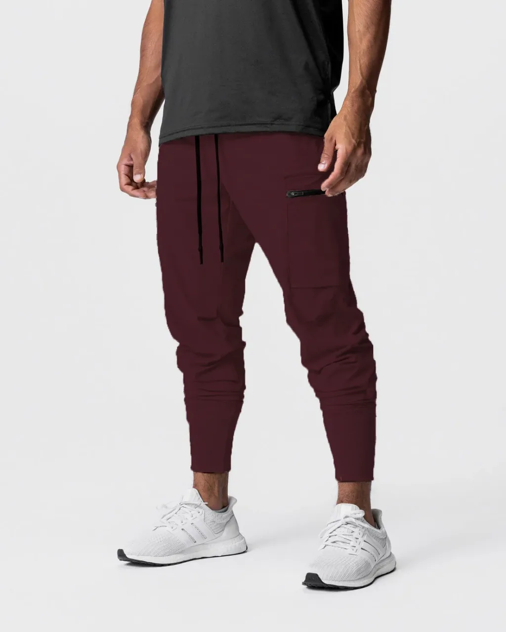 Pantalones Cargo Elásticos Con Múltiples Bolsillos - vino