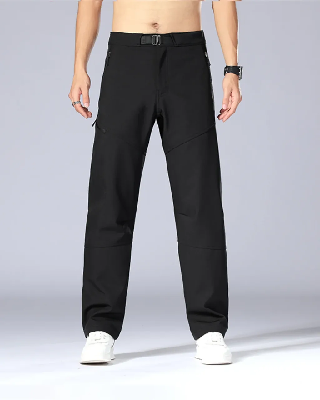 Fleece Lined Hiking Quick Dry Cargo Pants - Black