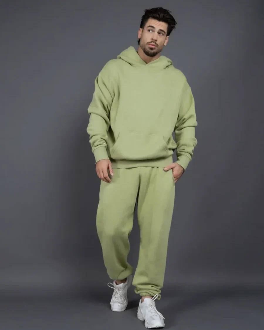 400G Fleece Oversized Hoodie Tracksuit - Green