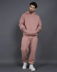 400G Fleece Oversized Hoodie Tracksuit - Pink