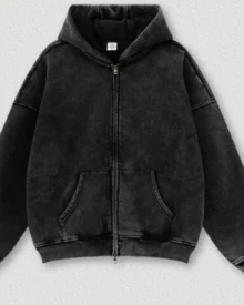 Oversize Zip Hoodie Casual Set - Black Top