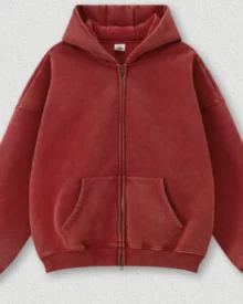 Oversize Zip Hoodie Casual Set - Burgundy Top