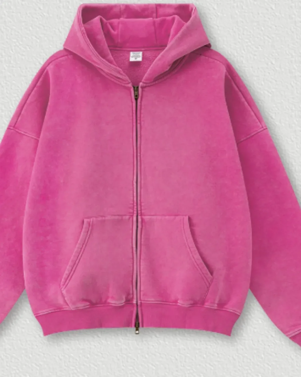 Oversize Zip Hoodie Casual Set - Hot Pink