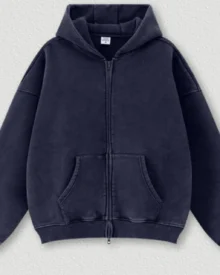 Oversize Zip Hoodie Casual Set - Navy Blue