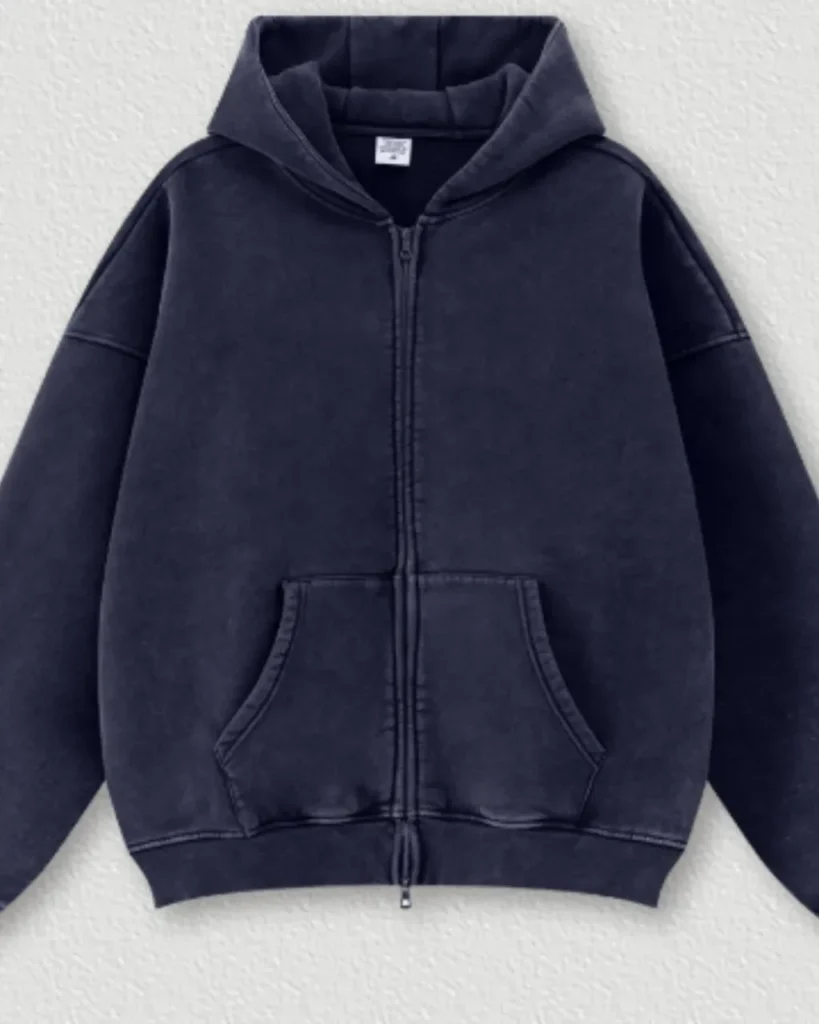 Oversize Zip Hoodie Casual Set - Navy Blue