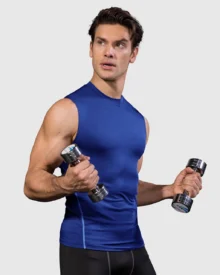 Men's Pro Compression Elastic Training T-Shirt Fitness Running - Blue