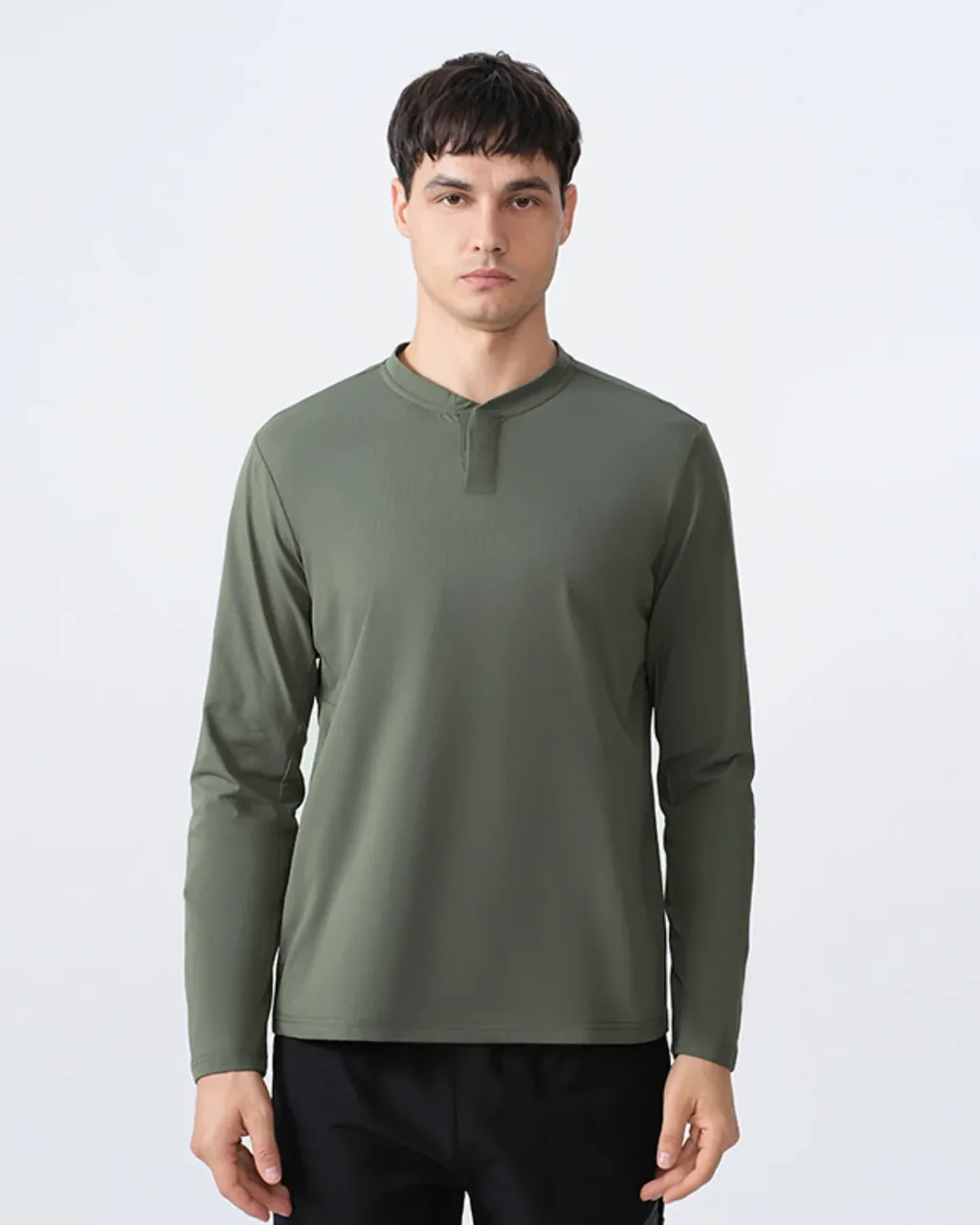 Dri Half Zip Manga Larga Secado Rápido - verde oscuro