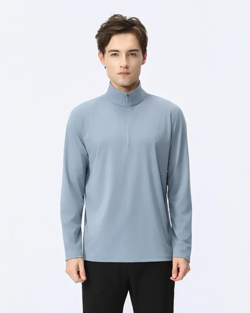 Half Zip Quick Dry Outdoor Sport Top - Light Blue