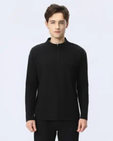 Half Zip Quick Dry Athletic Long Sleeve - Black