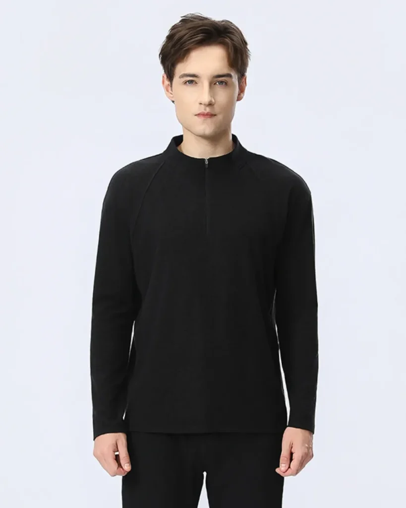 Half Zip Quick Dry Athletic Long Sleeve - Black