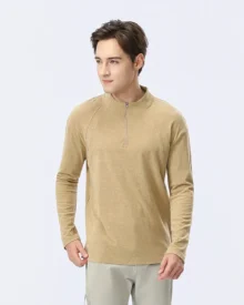 Half Zip Quick Dry Athletic Long Sleeve - Khaki